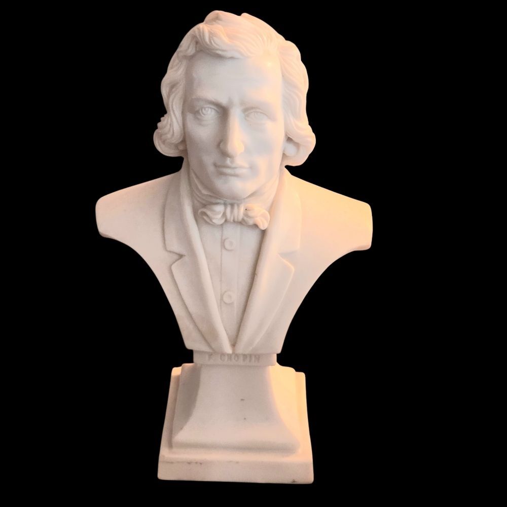 Vintage Chopin Alabaster Bust Sculpture Italy 12" Statue Music Composer